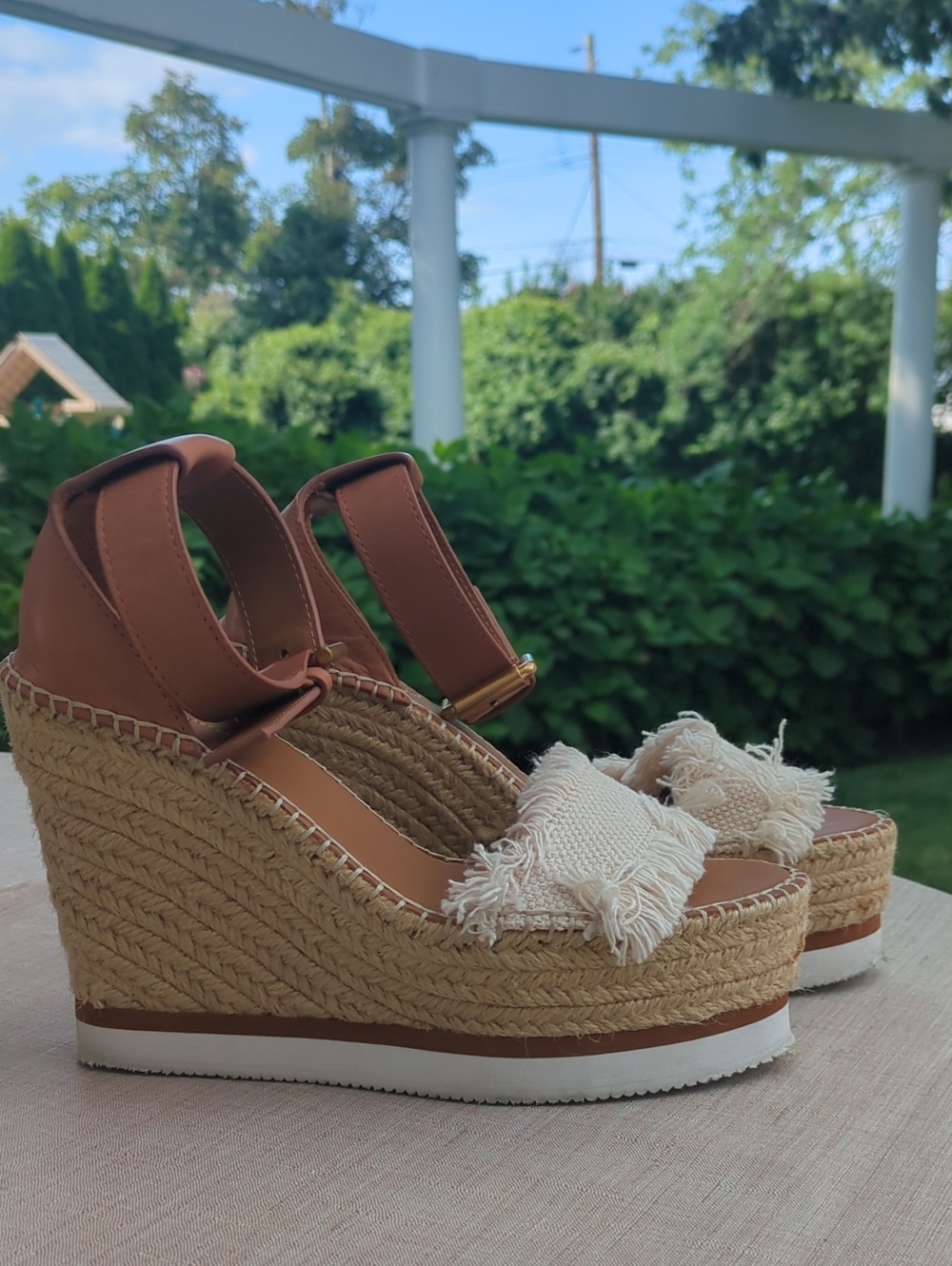 See By Chloe Tan Espadrille Wedge Sandals